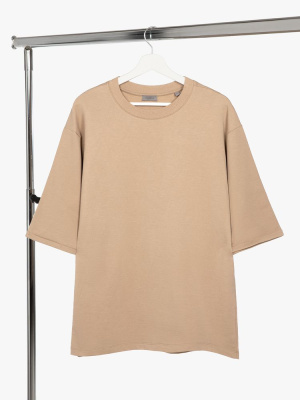 Футболка оверсайз унисекс Kosmos 2.0, бежевая, размер XS/S